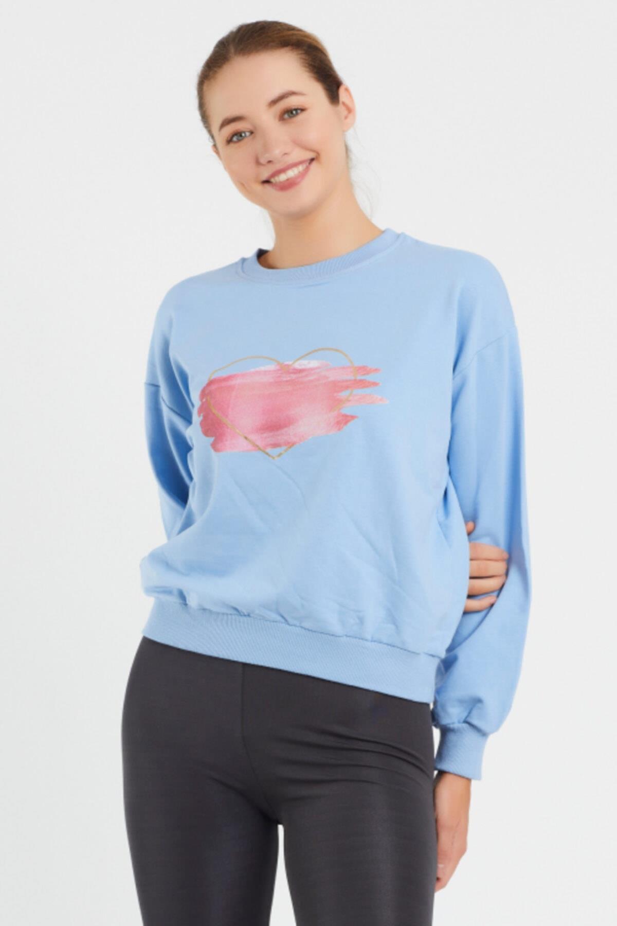 Baskılı Bisillet Yaka Sweat 9095