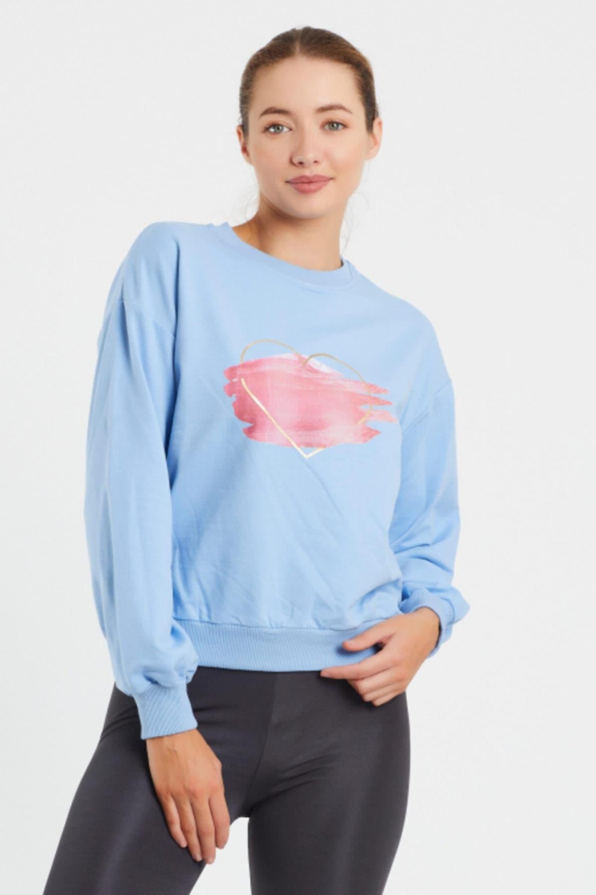 Baskılı Bisillet Yaka Sweat 9095