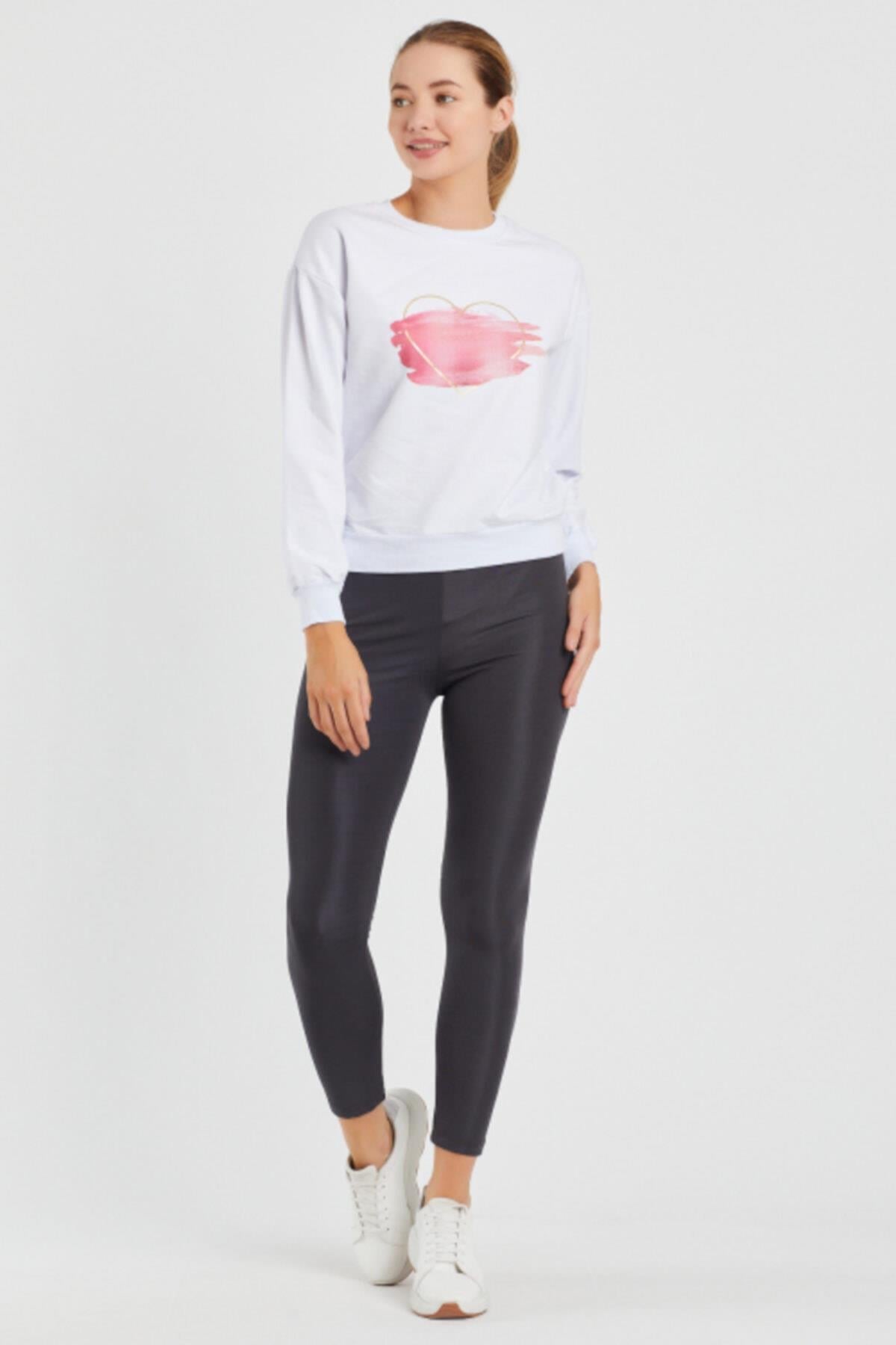Baskılı Bisillet Yaka Sweat 9095