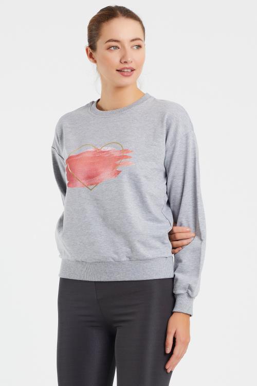 Baskılı Bisillet Yaka Sweat 9095