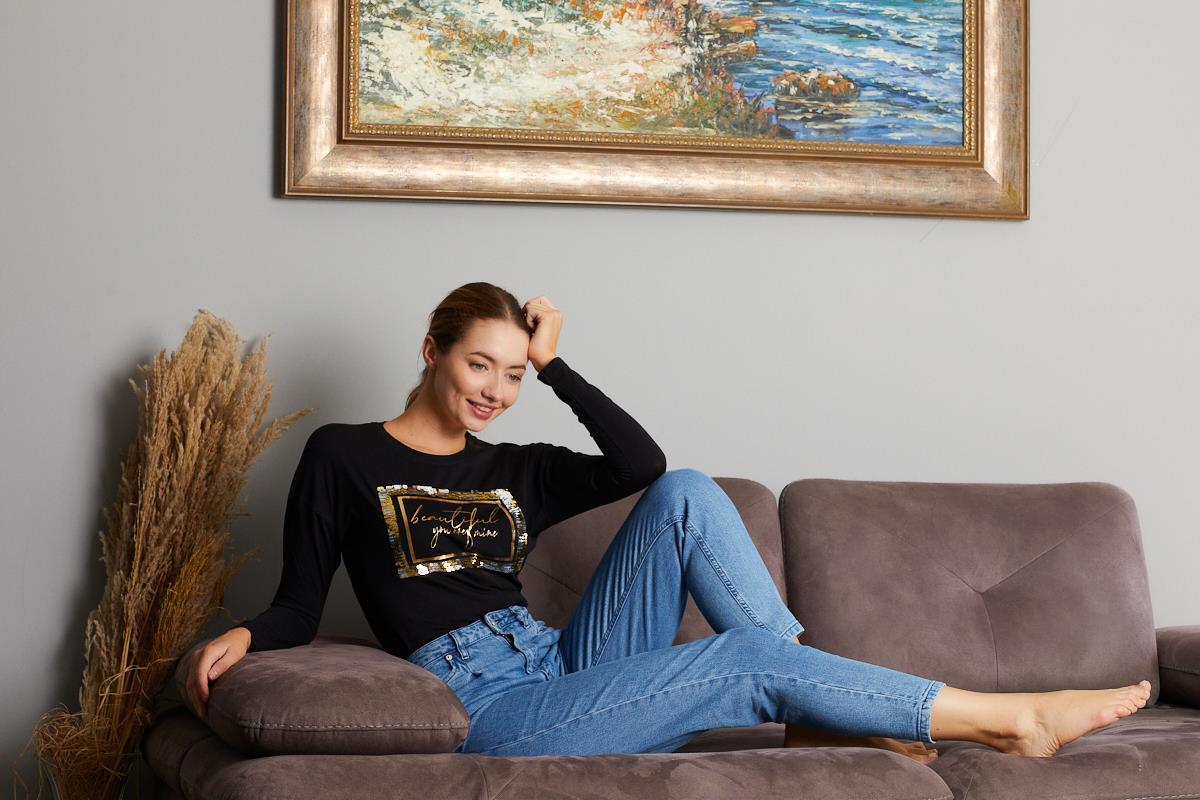 Beautiful Yazı Baskılı Sweat 9130-6