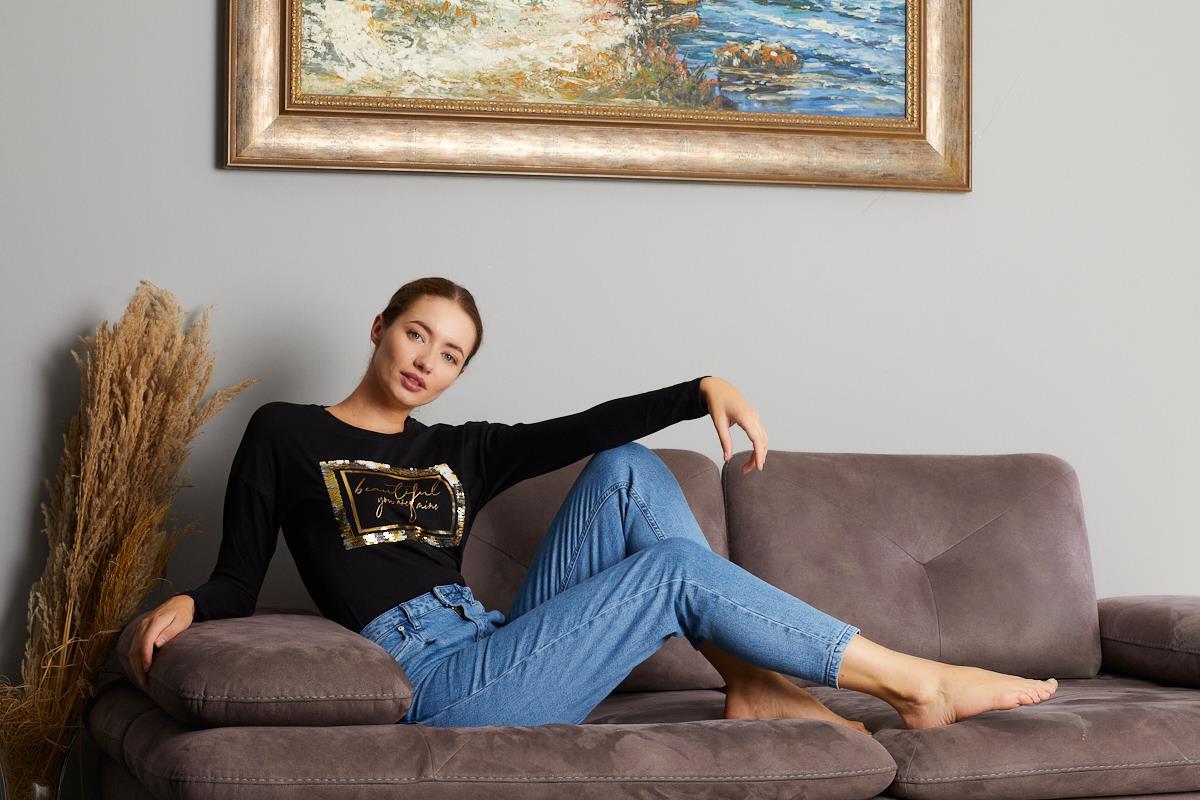 Beautiful Yazı Baskılı Sweat 9130-6