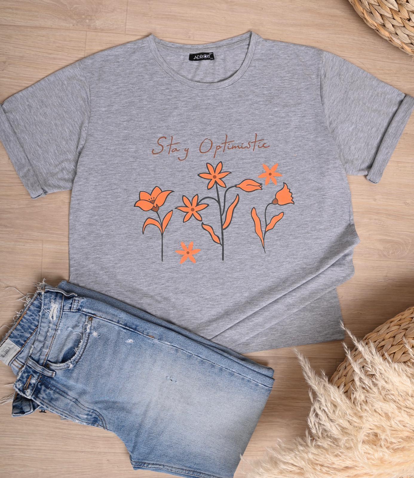 Bisiklet Yaka Baskılı Tshirt 9905