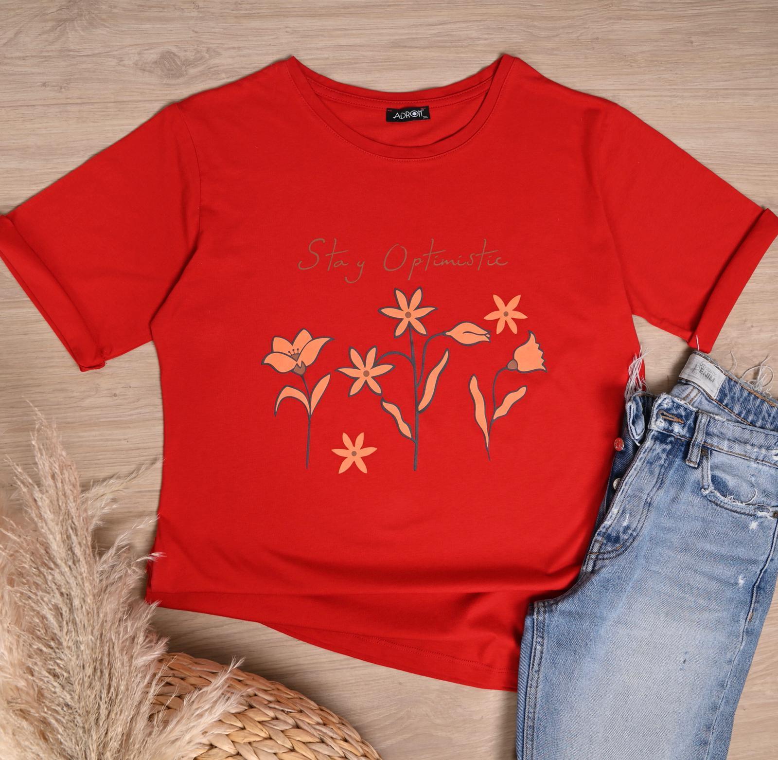 Bisiklet Yaka Baskılı Tshirt 9905