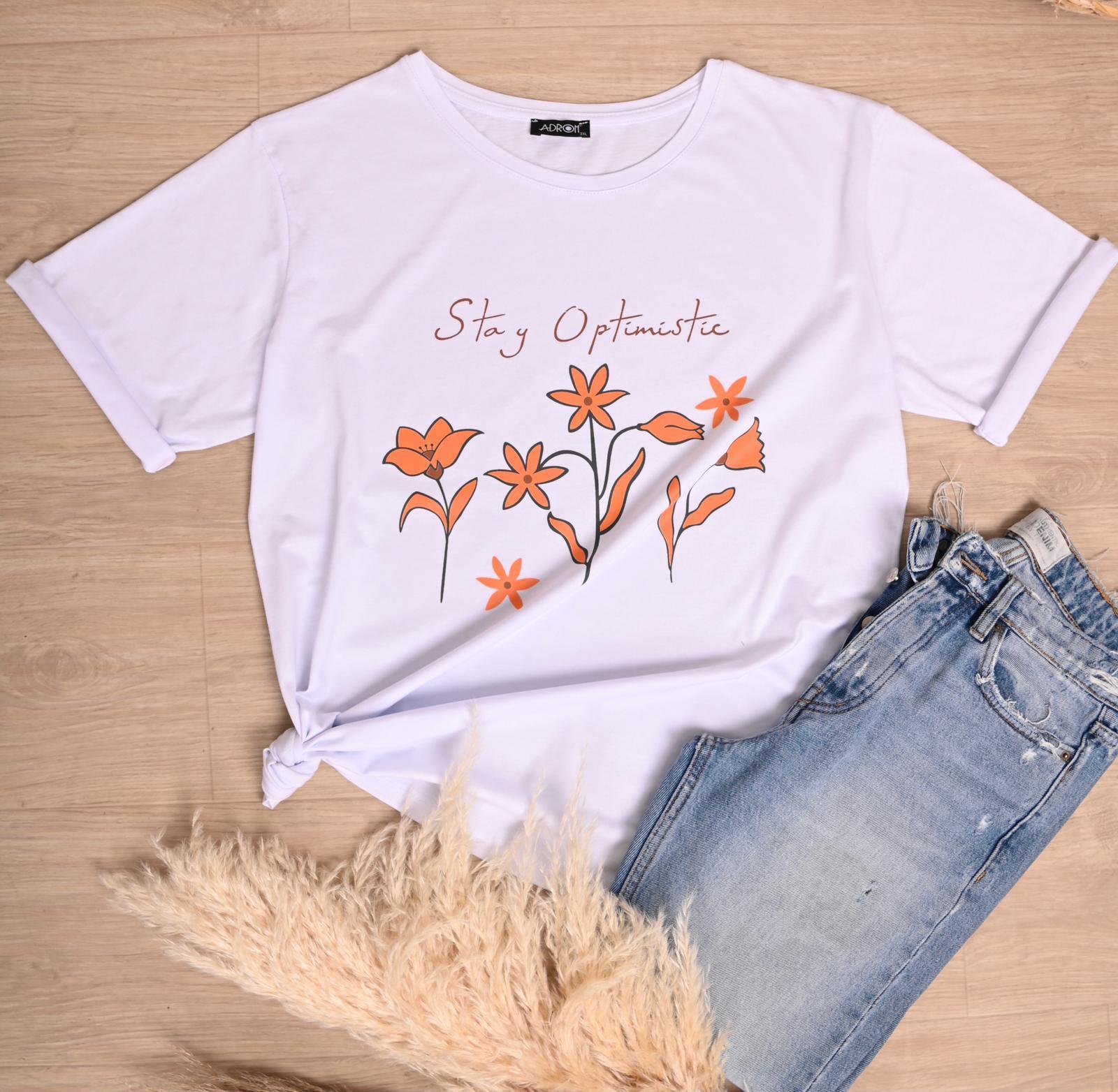 Bisiklet Yaka Baskılı Tshirt 9905