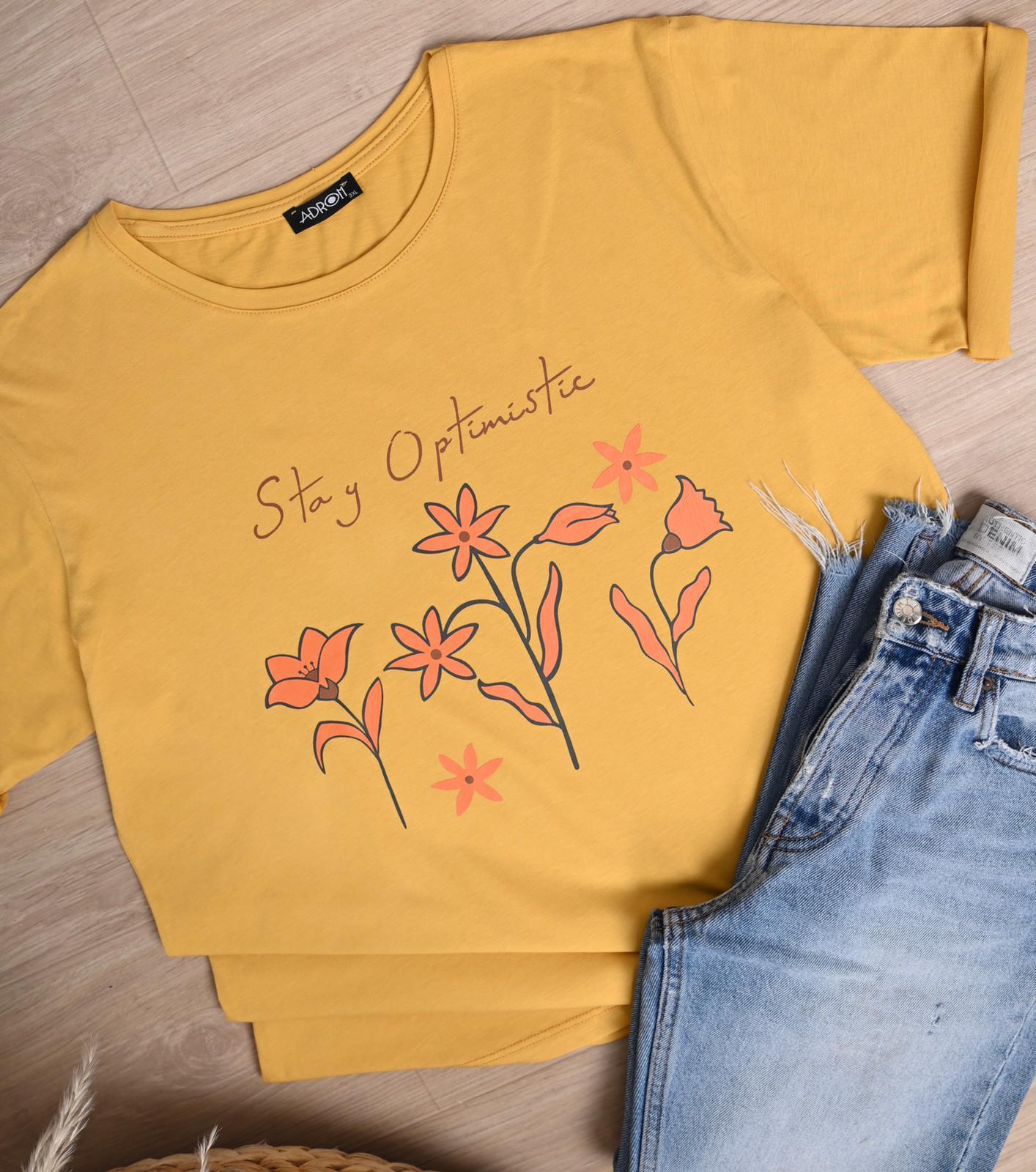 Bisiklet Yaka Baskılı Tshirt 9905