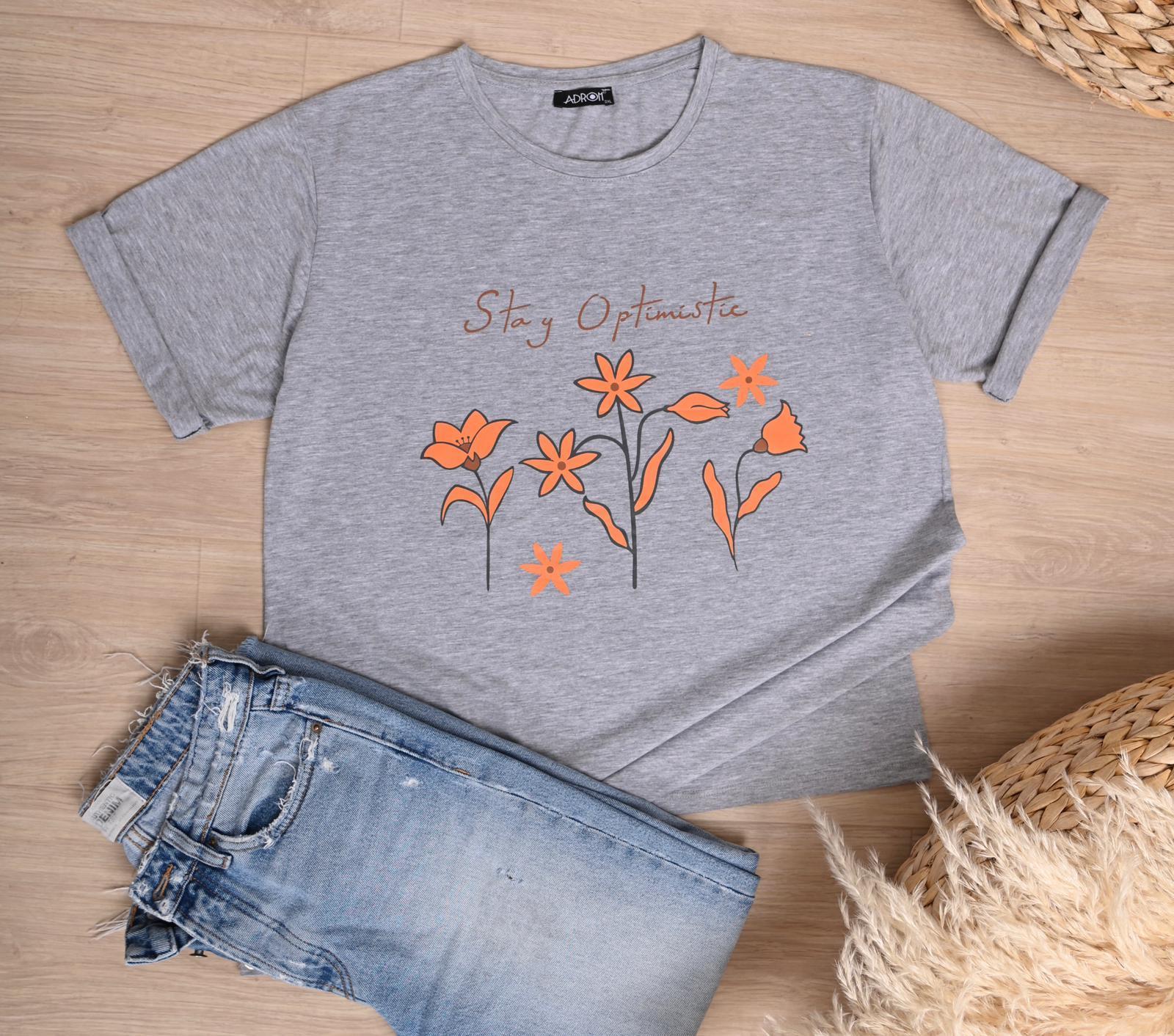 Bisiklet Yaka Baskılı Tshirt 9905