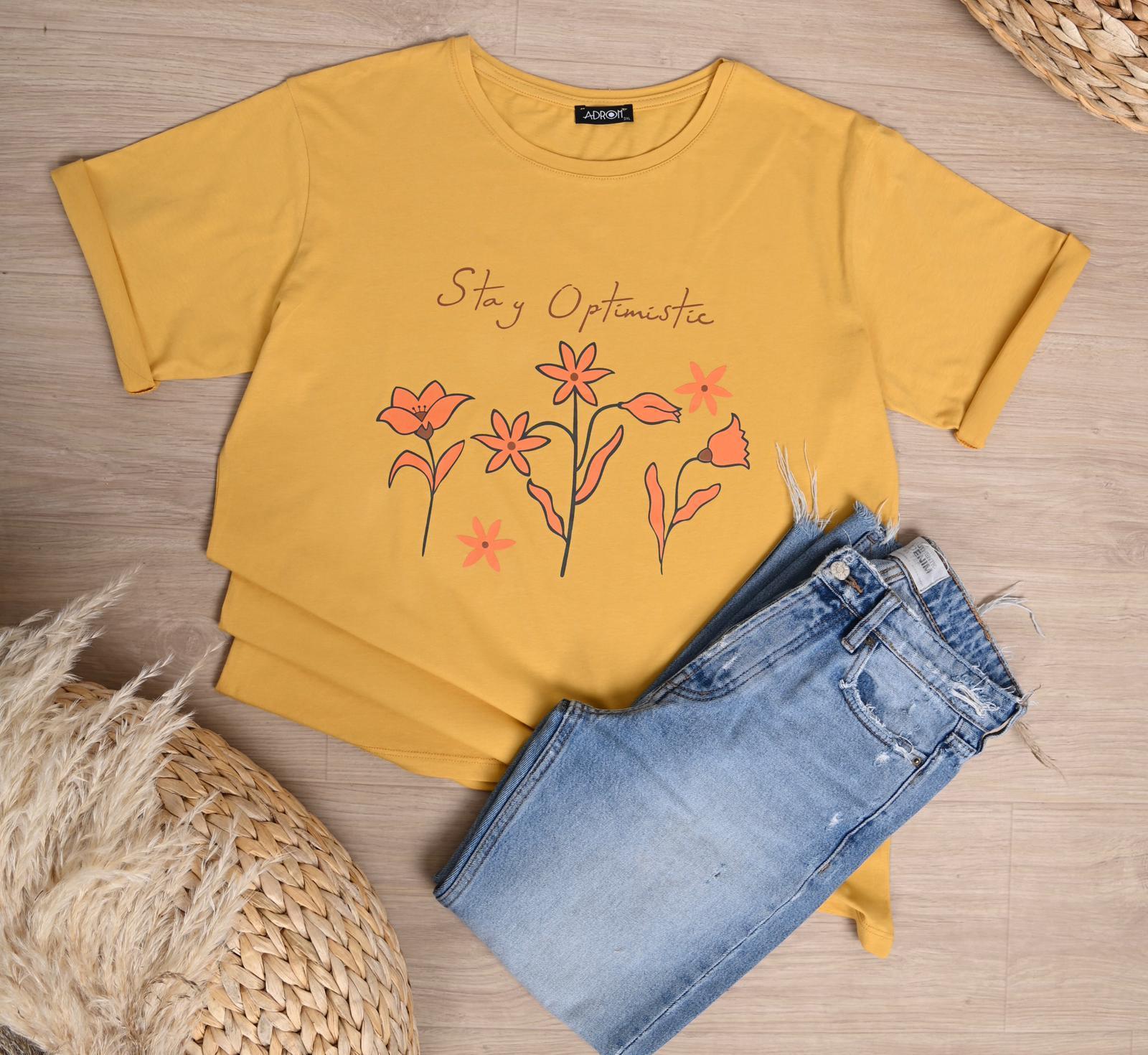 Bisiklet Yaka Baskılı Tshirt 9905