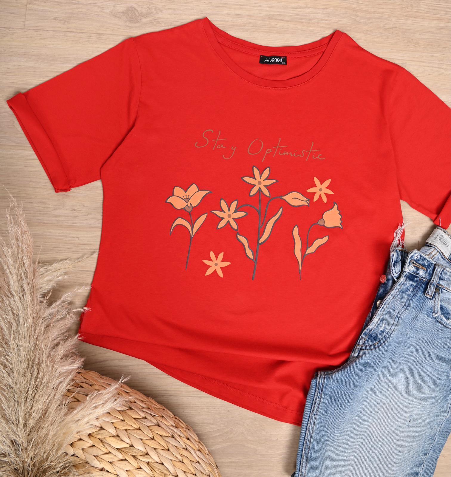 Bisiklet Yaka Baskılı Tshirt 9905