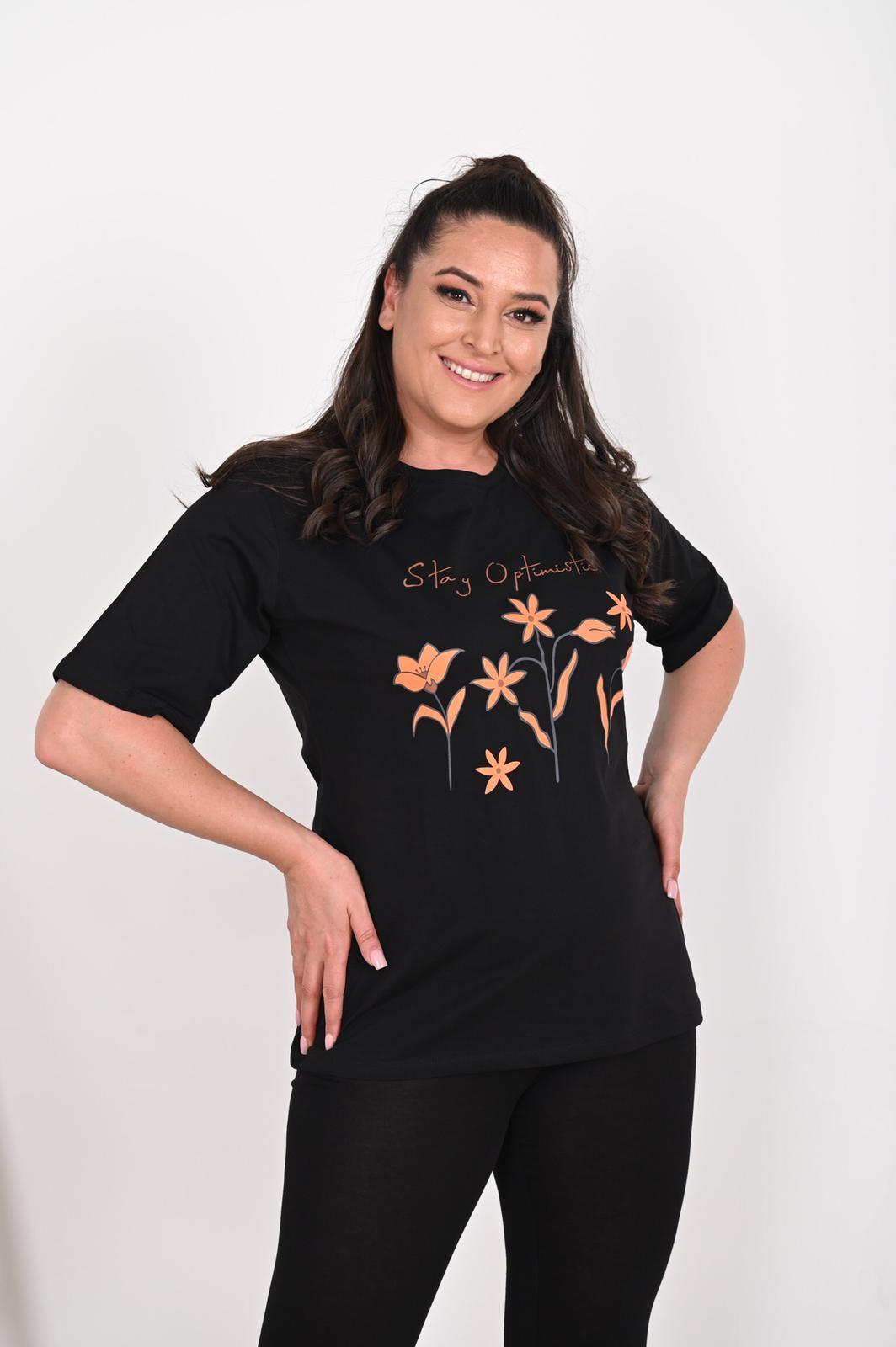 Bisiklet Yaka Baskılı Tshirt 9905