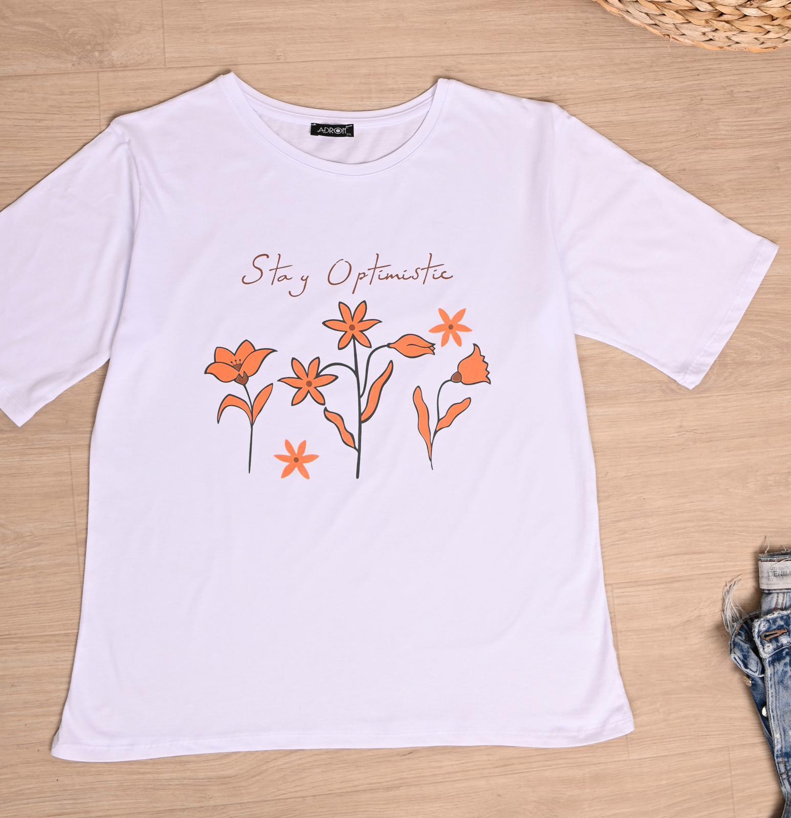 Bisiklet Yaka Baskılı Tshirt 9905