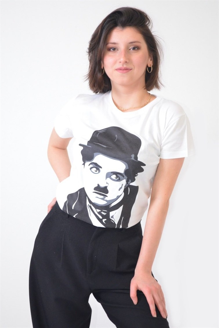 Charlie Chaplin Baskılı T-Shirt 