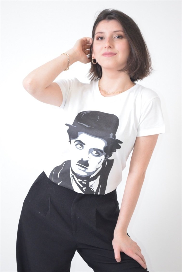 Charlie Chaplin Baskılı T-Shirt 