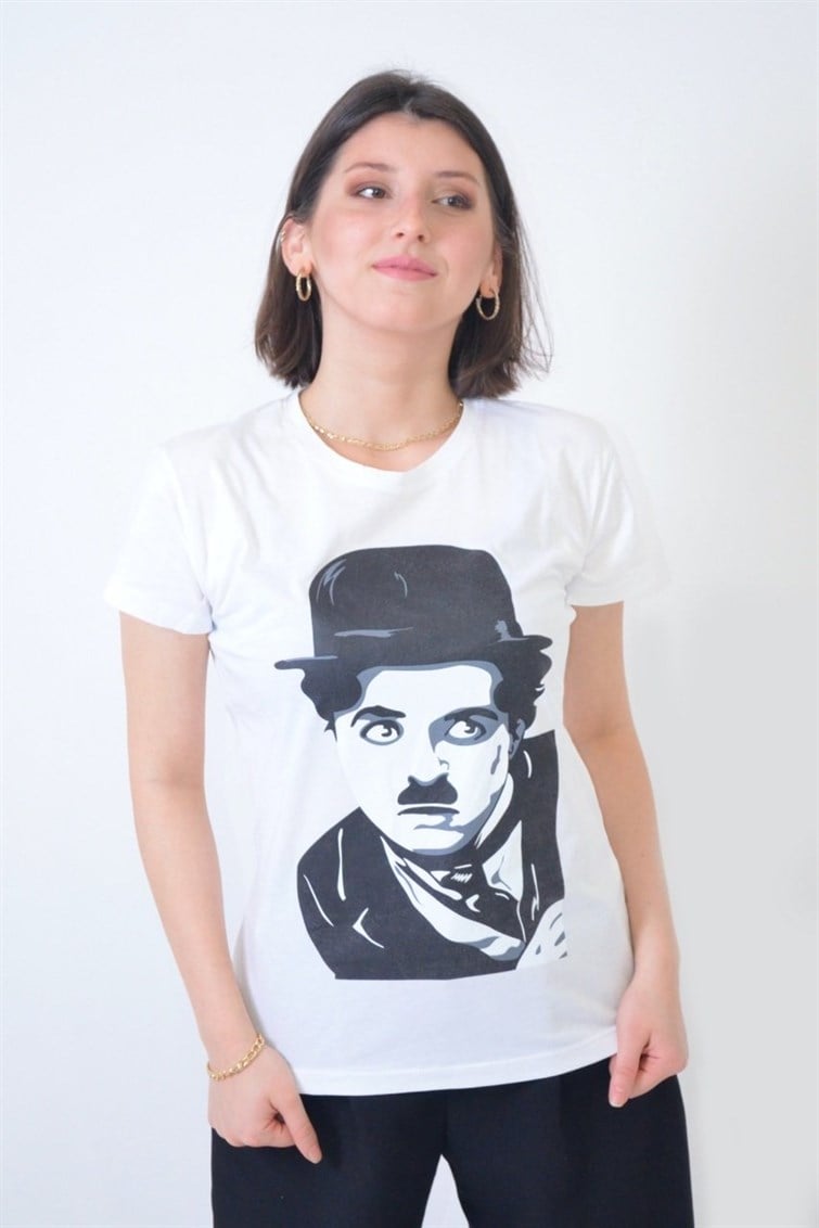 Charlie Chaplin Baskılı T-Shirt 