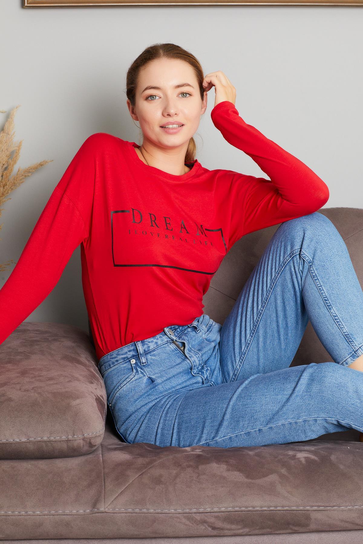 Dream Yazı Baskılı Sweat 9130-4
