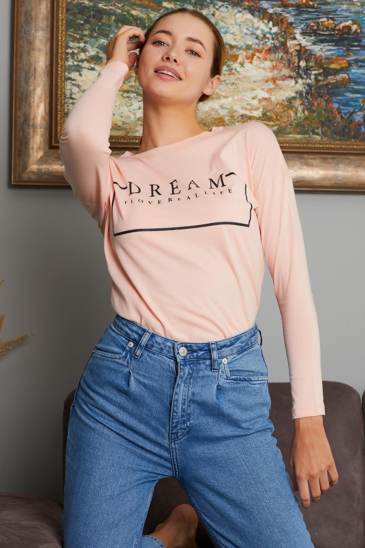 Dream Yazı Baskılı Sweat 9130-4