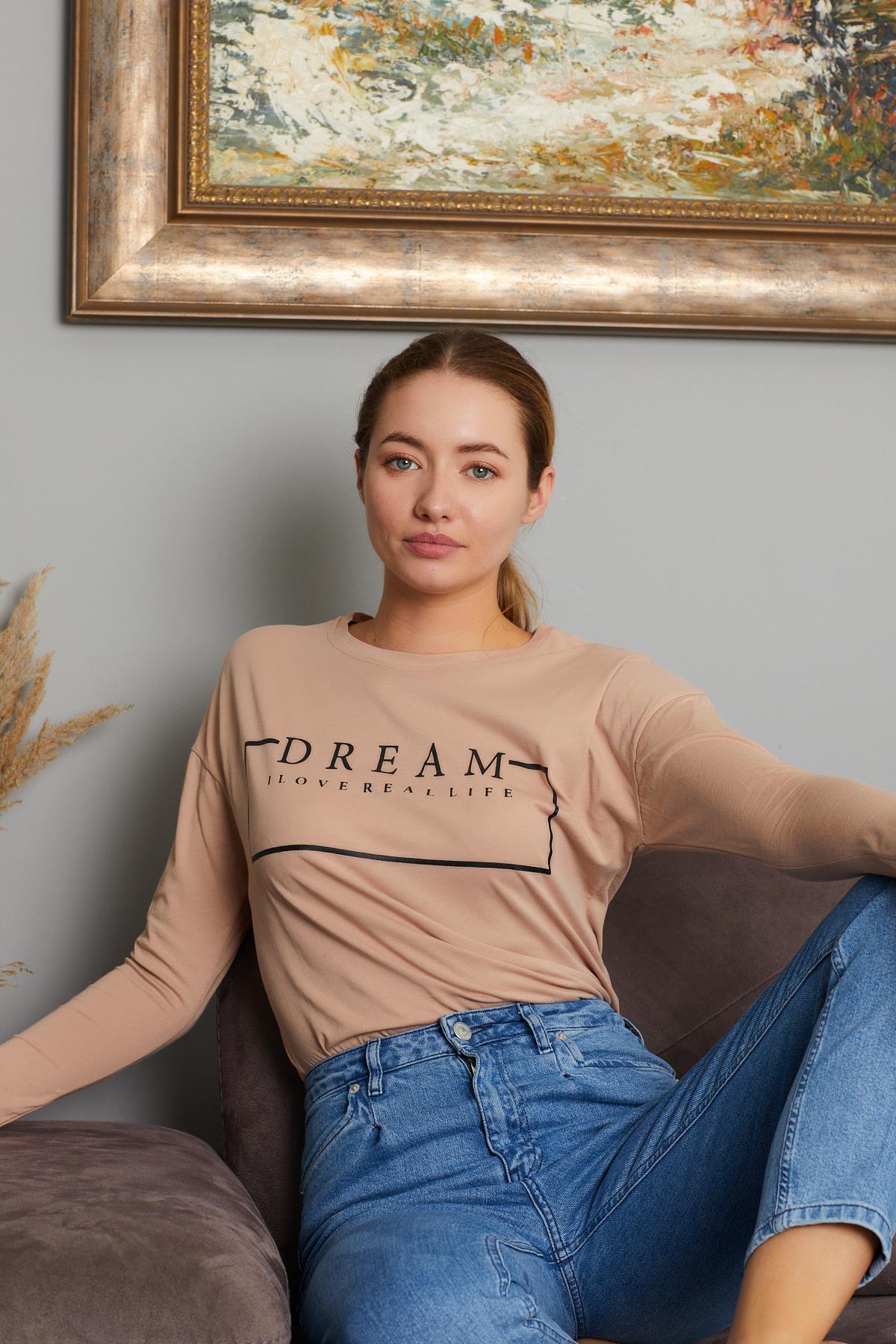Dream Yazı Baskılı Sweat 9130-4