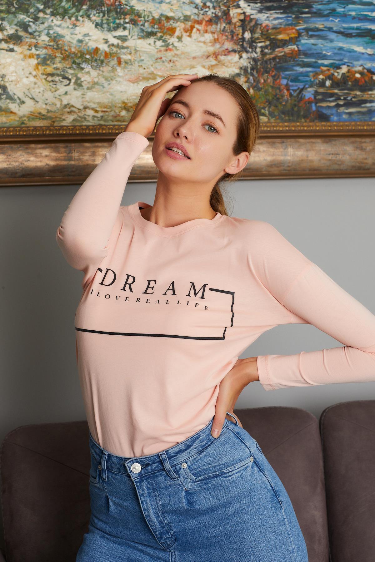 Dream Yazı Baskılı Sweat 9130-4