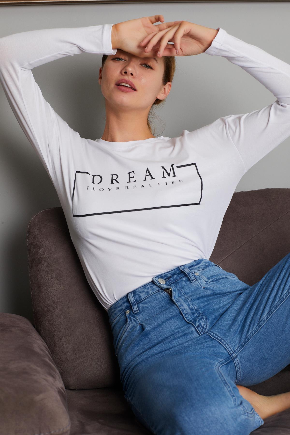 Dream Yazı Baskılı Sweat 9130-4