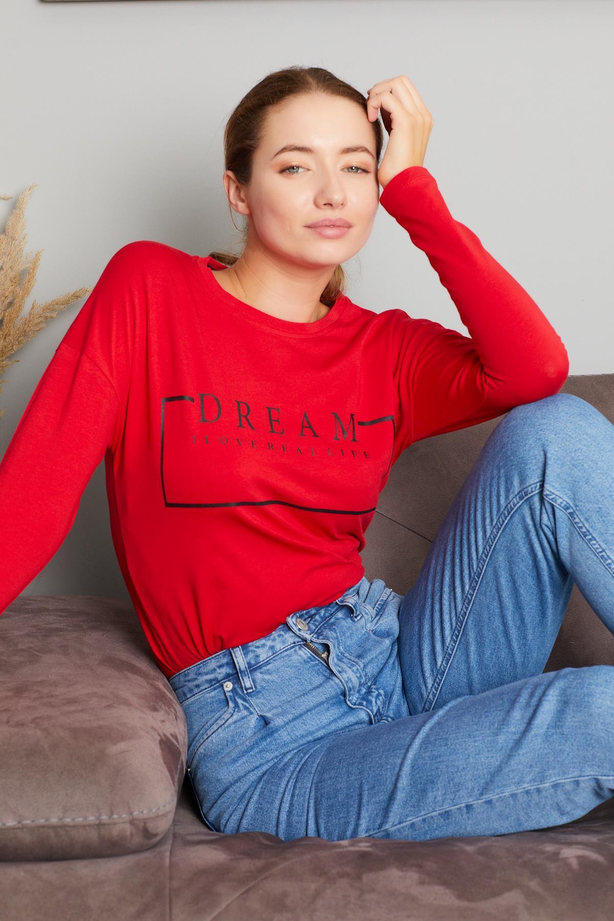 Dream Yazı Baskılı Sweat 9130-4