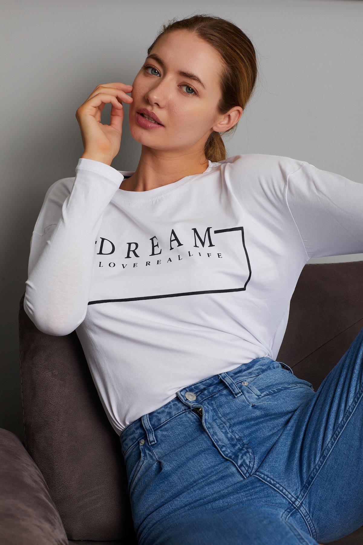Dream Yazı Baskılı Sweat 9130-4