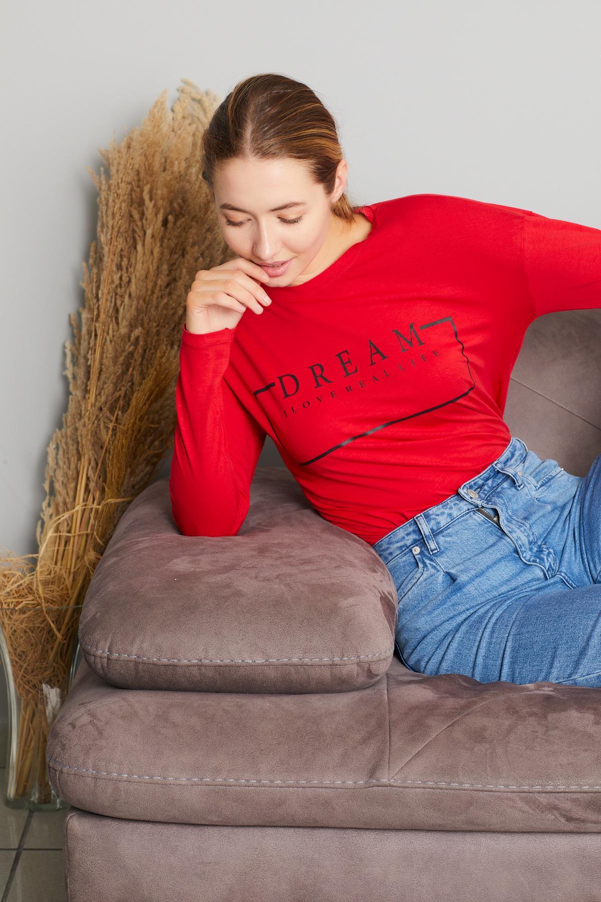 Dream Yazı Baskılı Sweat 9130-4