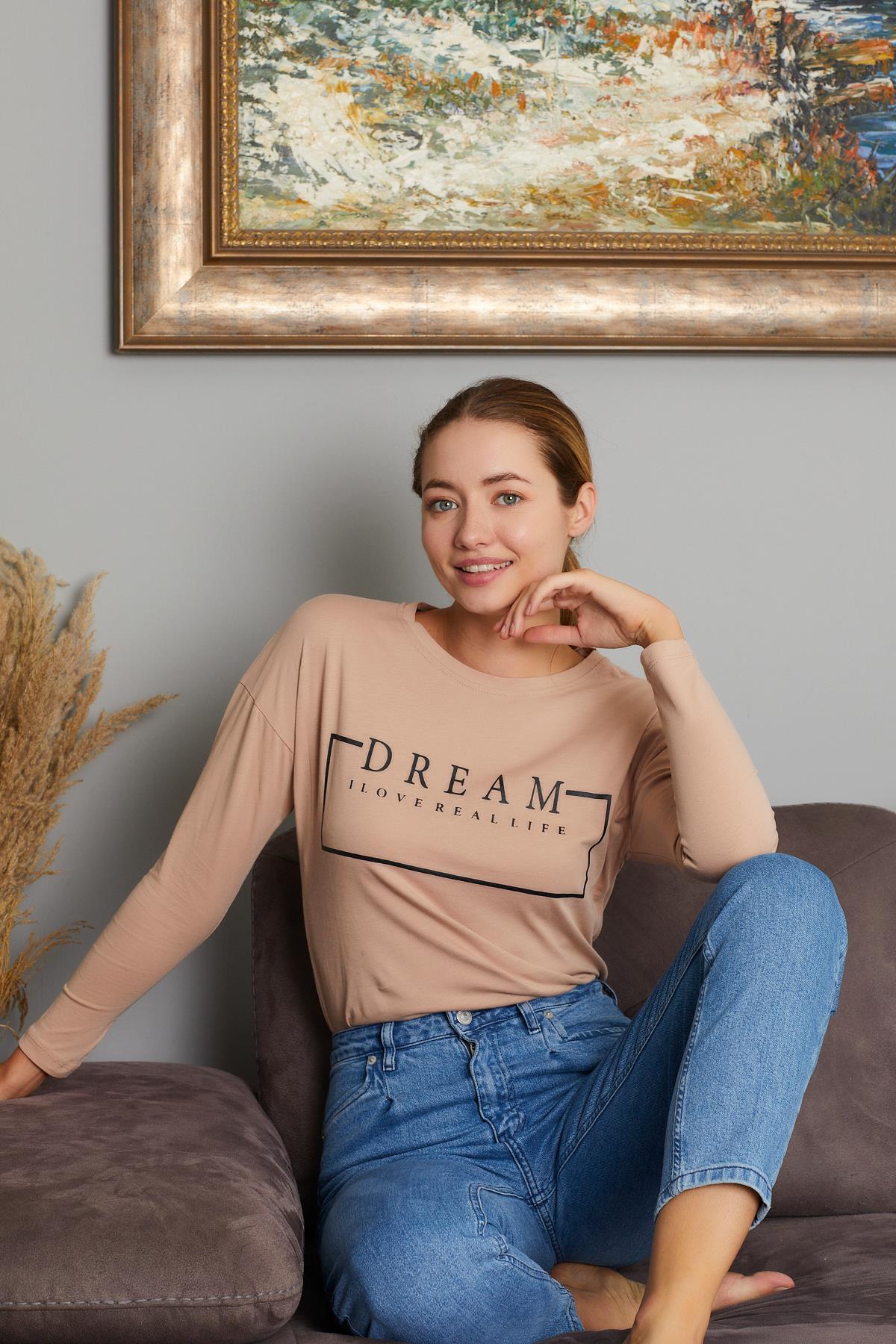 Dream Yazı Baskılı Sweat 9130-4