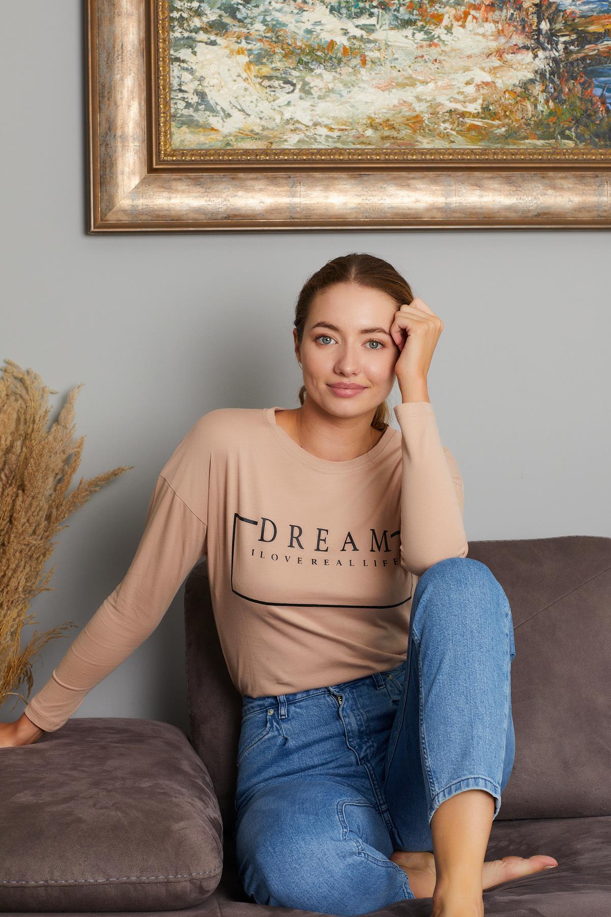Dream Yazı Baskılı Sweat 9130-4