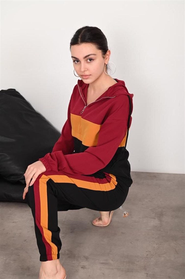 Kadın Atlas Kumaş Garnili Zara Model İkili Eşofman Takımı 8265