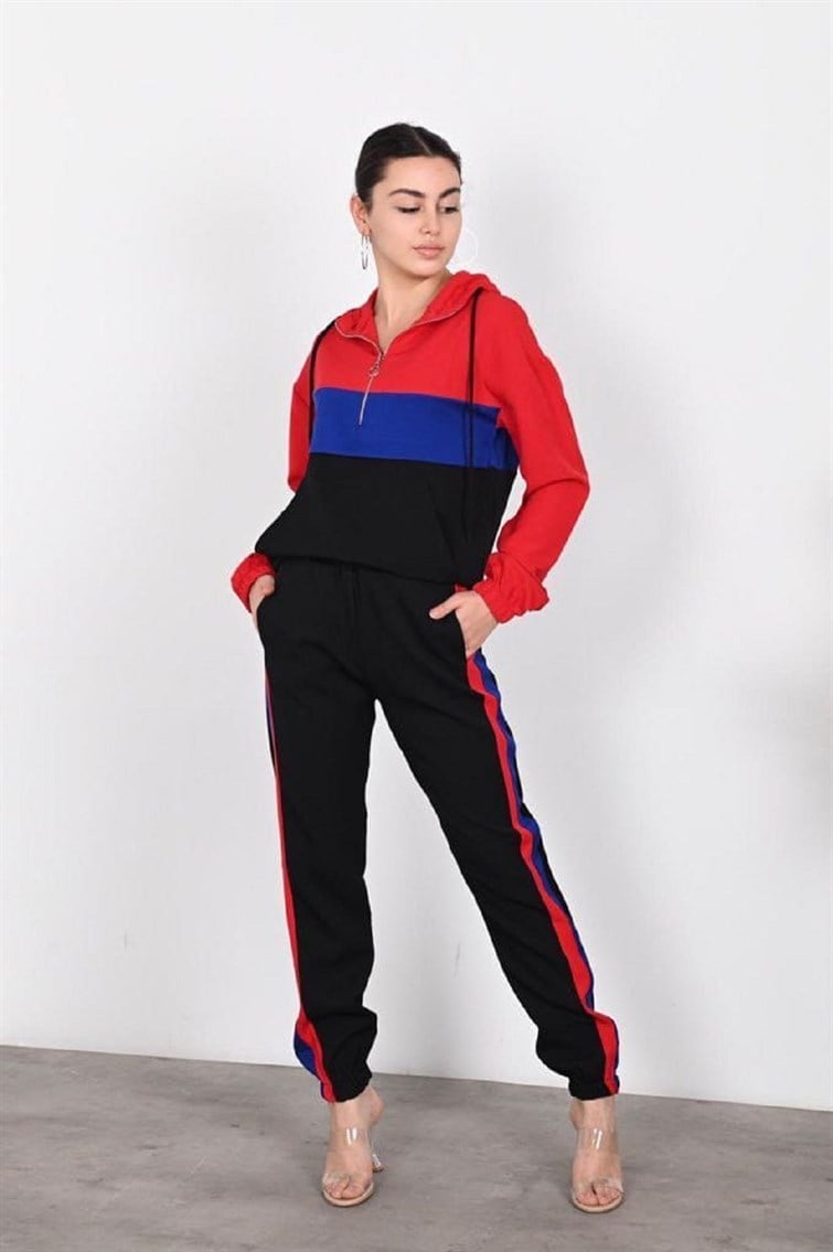 Kadın Atlas Kumaş Garnili Zara Model İkili Eşofman Takımı 8265