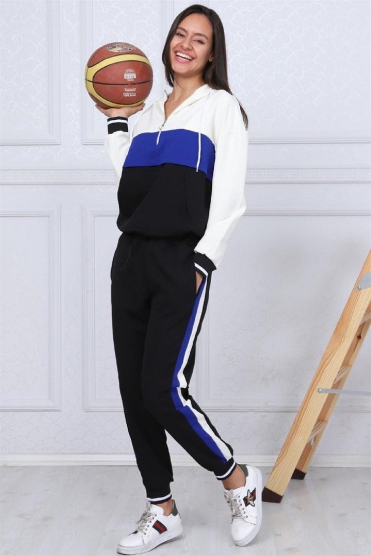 Kadın Atlas Kumaş Garnili Zara Model İkili Eşofman Takımı 8265