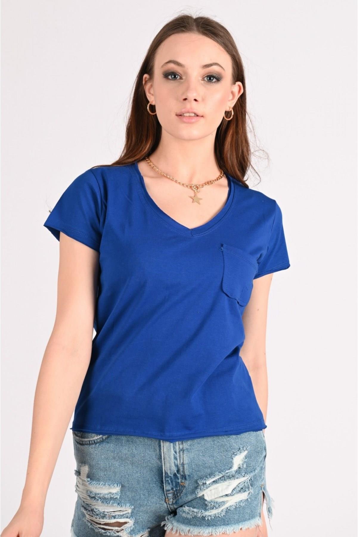 Kadın Basic Cepli Tshirt 8328