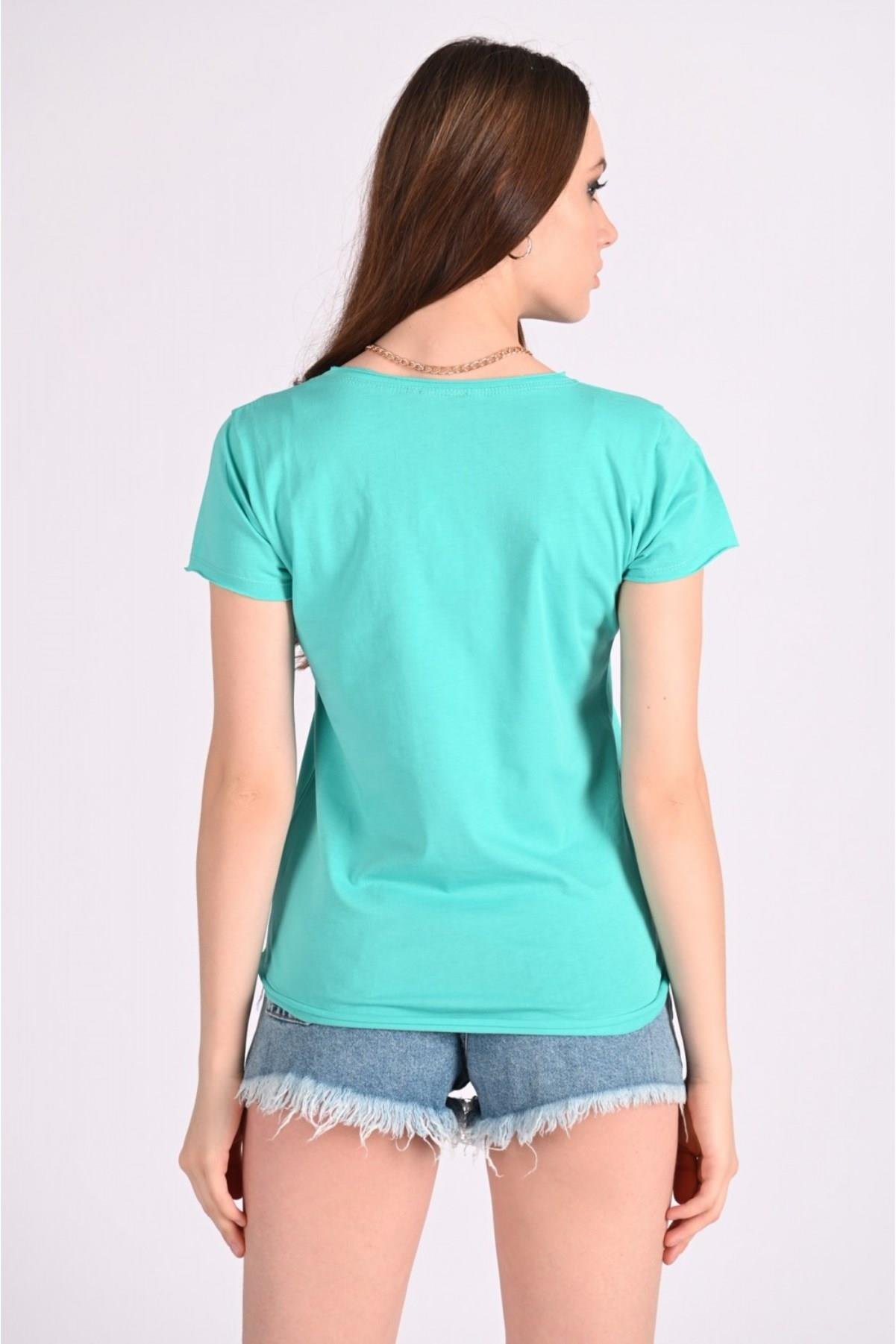 Kadın Basic Cepli Tshirt 8328