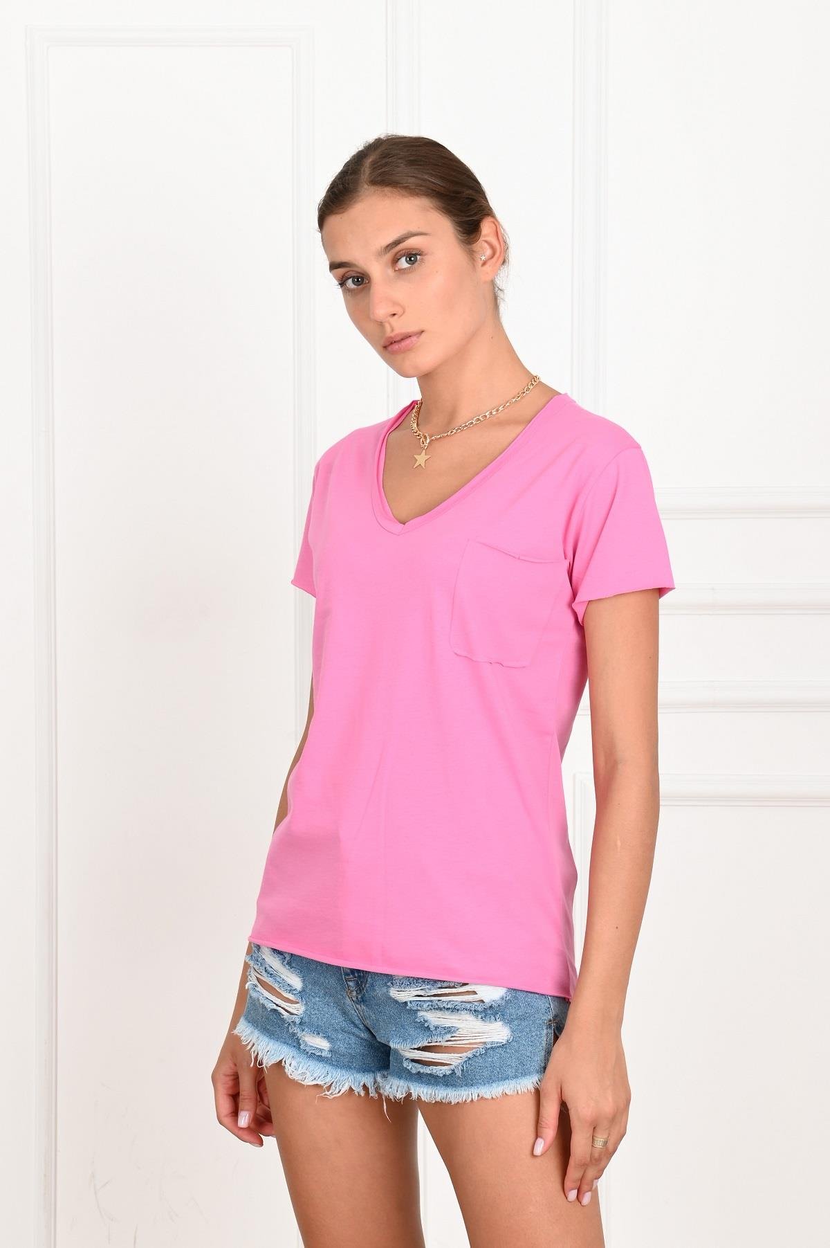 Kadın Basic Cepli Tshirt 8328