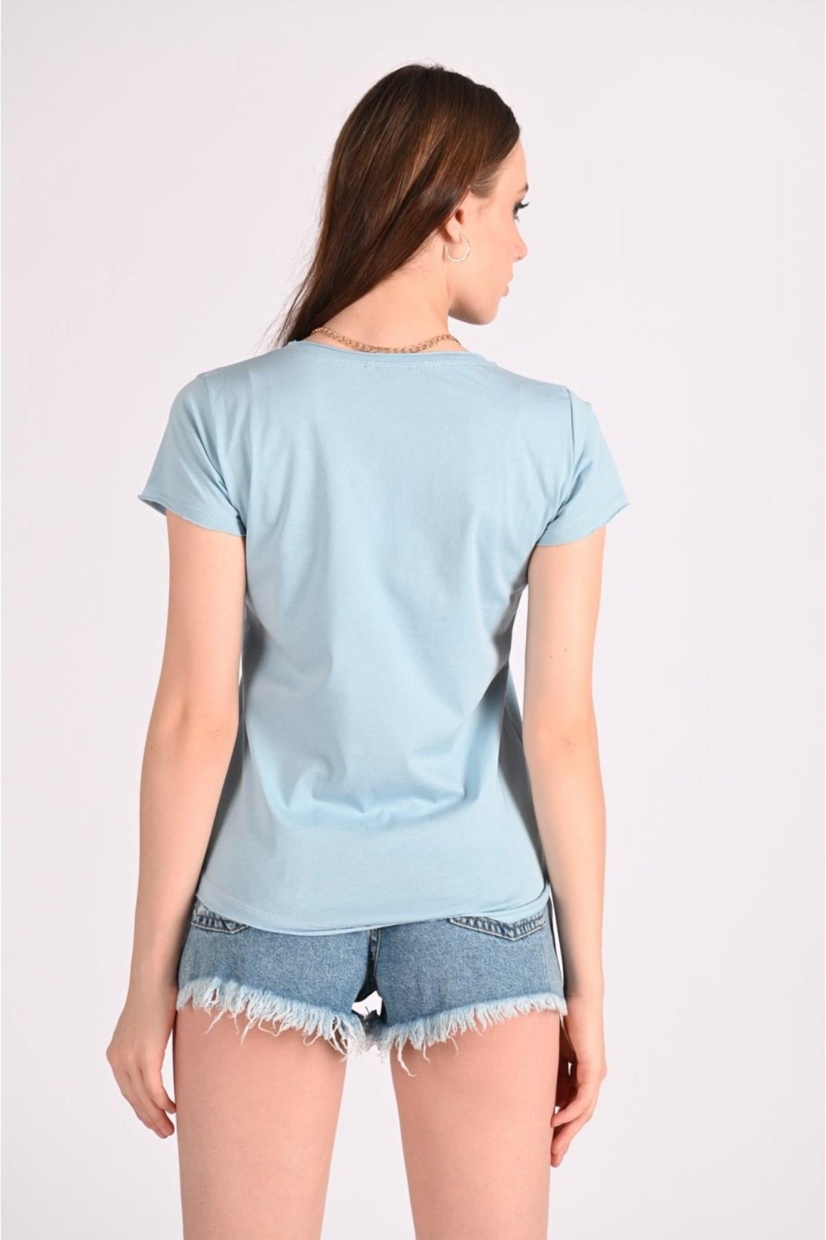 Kadın Basic Cepli Tshirt 8328