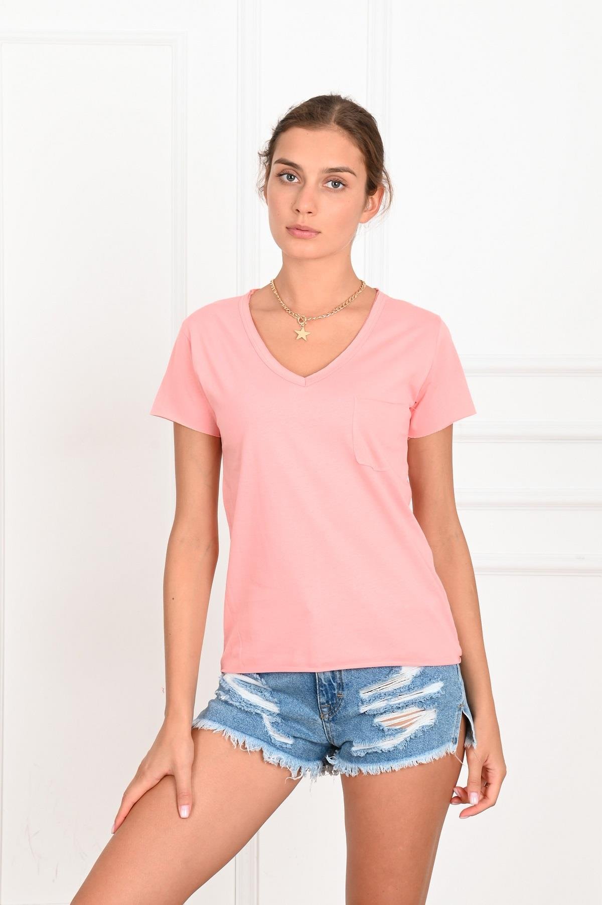 Kadın Basic Cepli Tshirt 8328