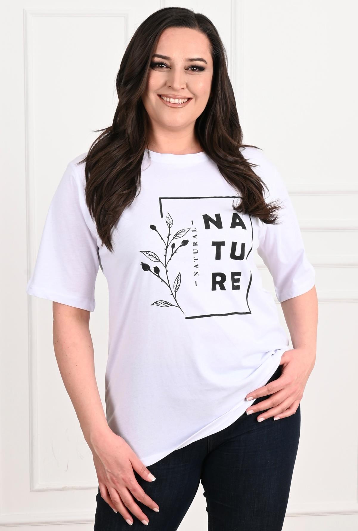Kadın Bisiklet Yaka Baskılı Büyük Beden T-SHIRT 9902-22