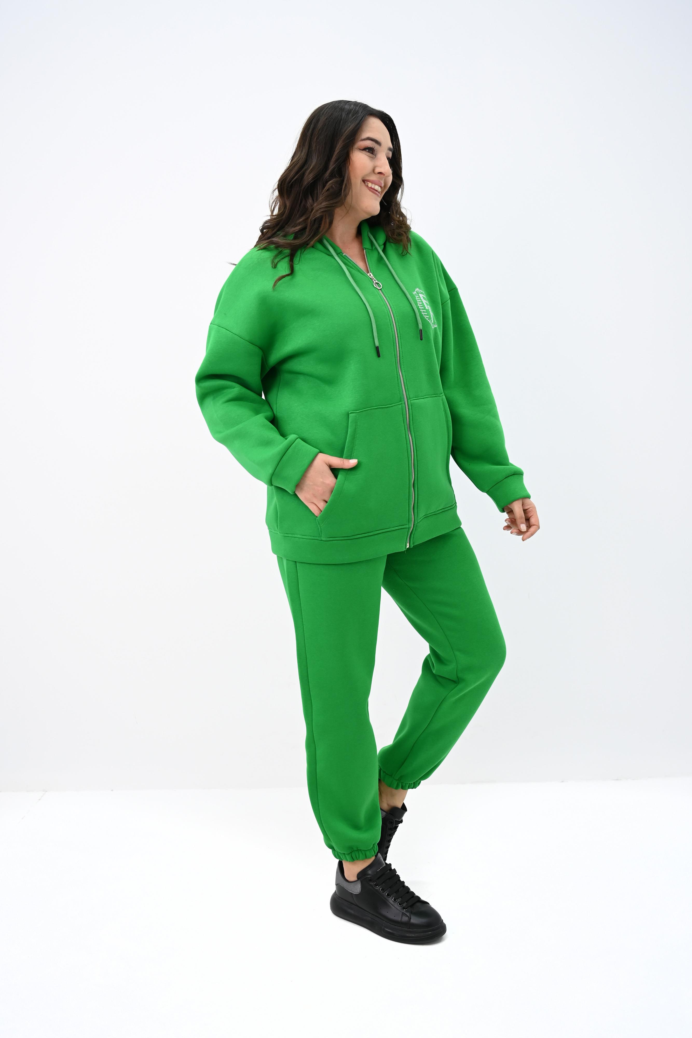 Kadın Büyük Beden Kapüşonlu Taş Baskı Detaylı Eşofman Takım 8153-2