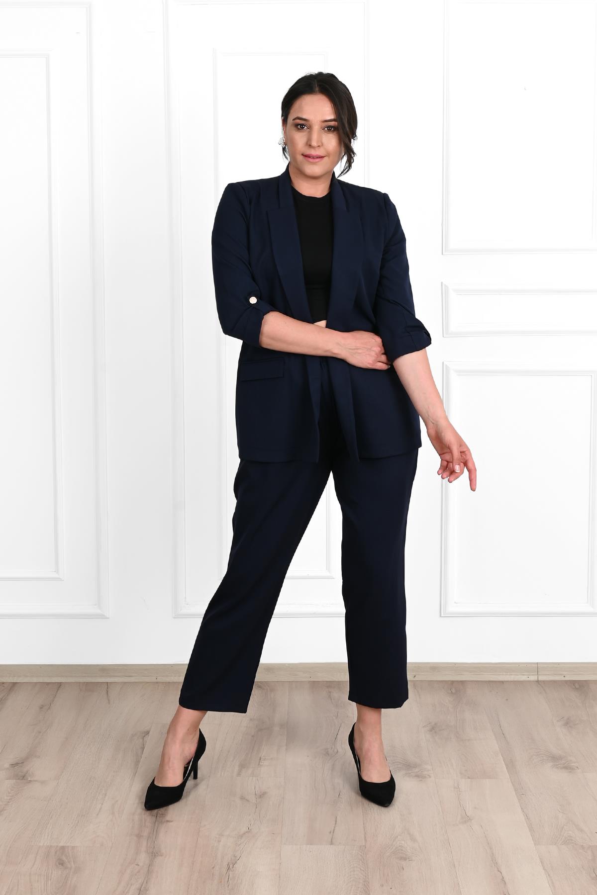 Kadın Büyük Beden Oversize Ceket Takım 0113-23