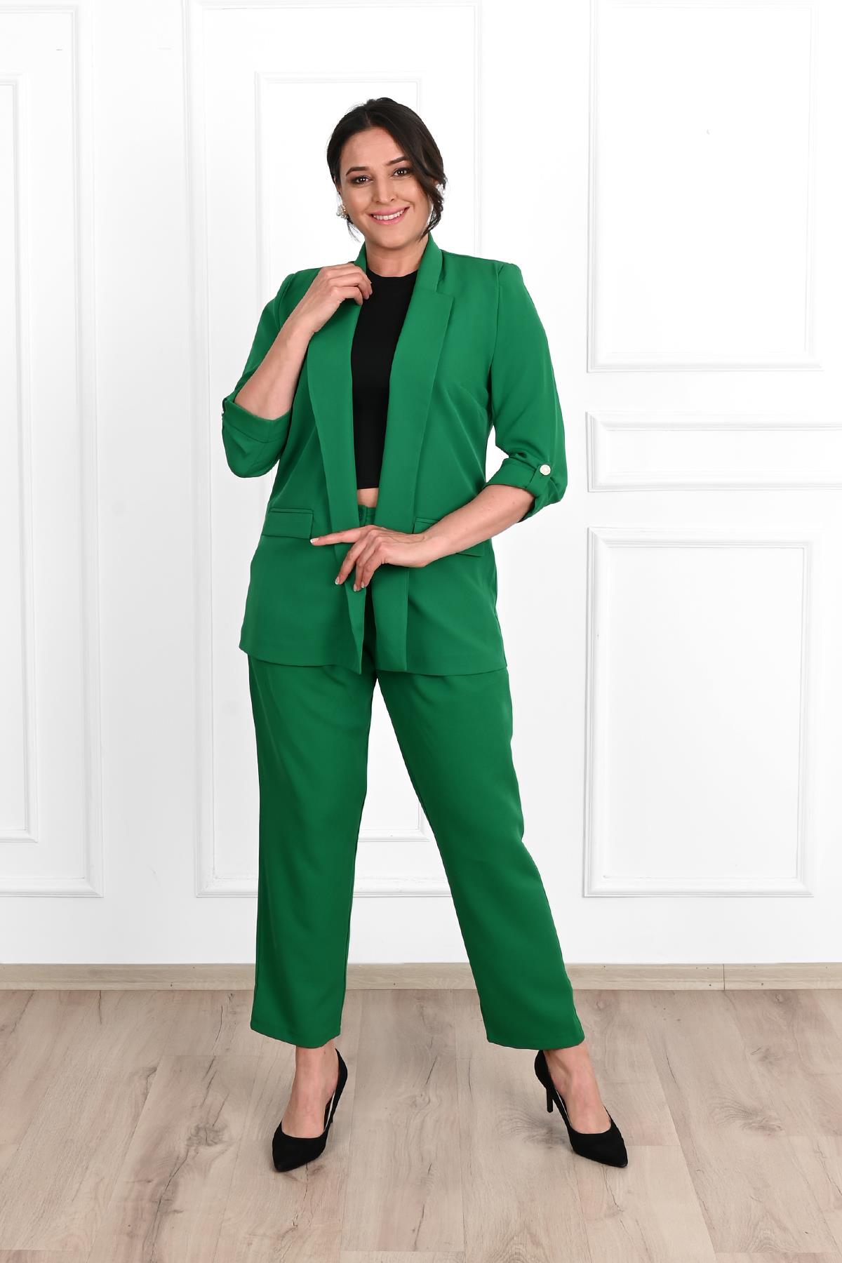 Kadın Büyük Beden Oversize Ceket Takım 0113-23