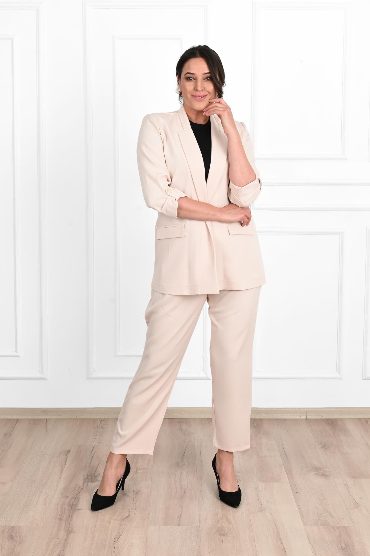 Kadın Büyük Beden Oversize Ceket Takım 0113-23