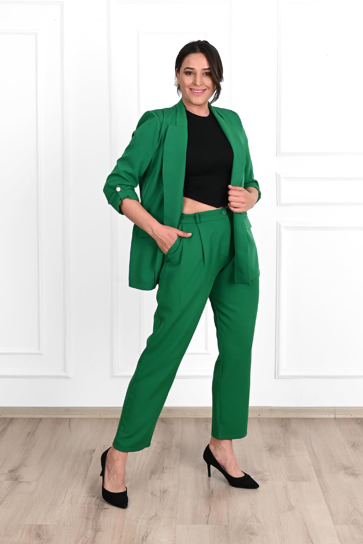 Kadın Büyük Beden Oversize Ceket Takım 0113-23
