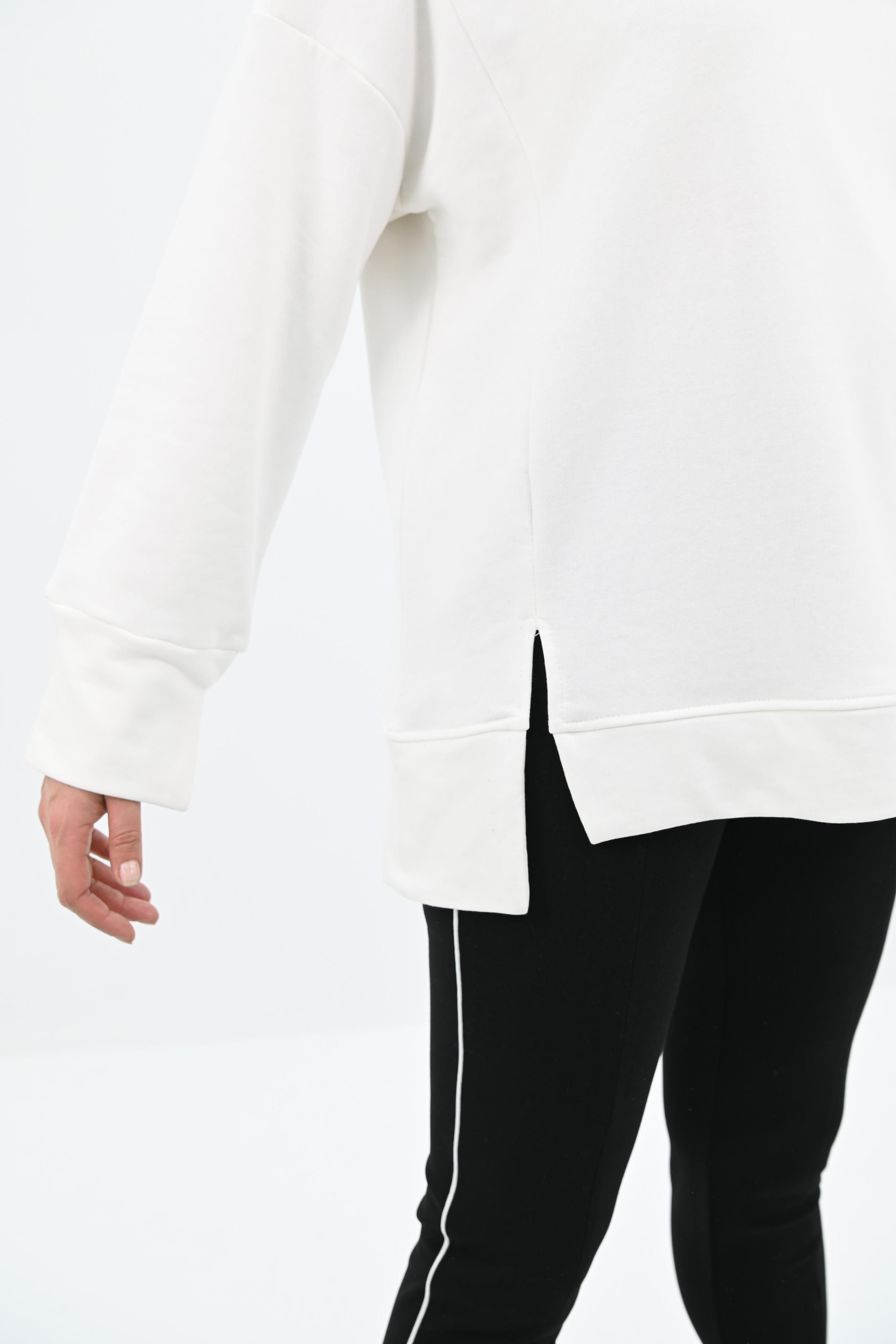 Kadın Büyük Beden Oversize Yırtmaç Detaylı Sweatshirt 1865-25