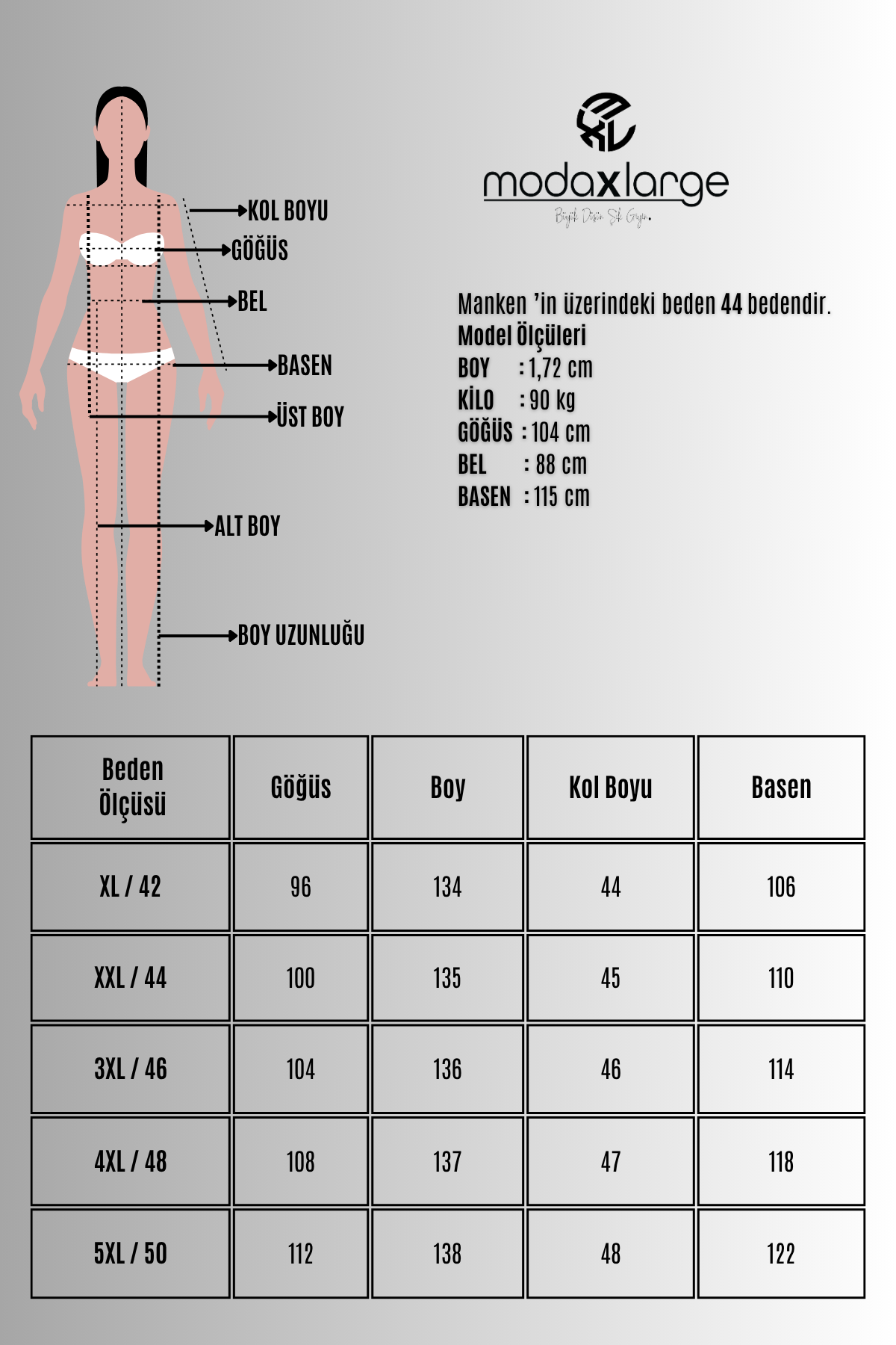 Kadın Büyük Beden Truvakar Kol V Yaka Uzun Elbise 5475-26