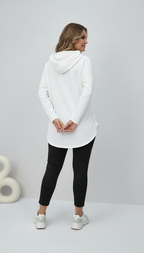 Kadın Büyük Beden Uzun Kollu Kapüşonlu Kanguru Cepli Sweatshirt 2016