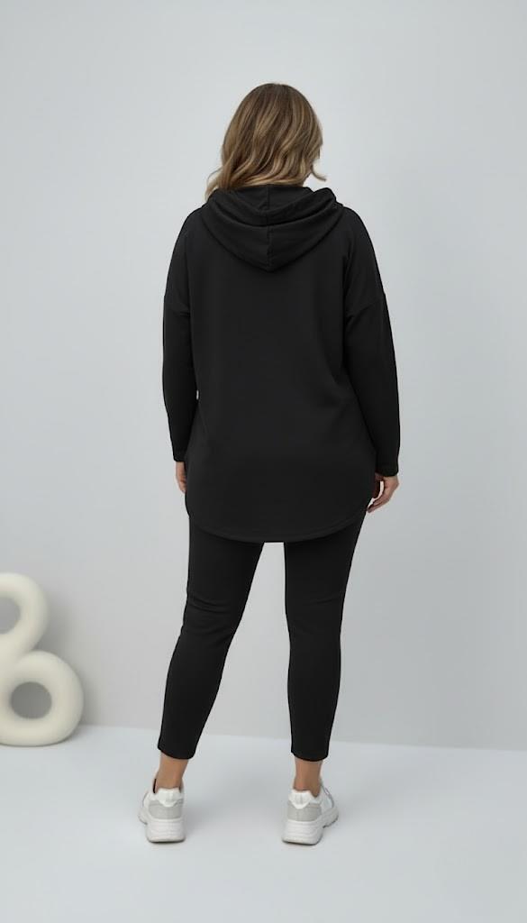 Kadın Büyük Beden Uzun Kollu Kapüşonlu Kanguru Cepli Sweatshirt 2016