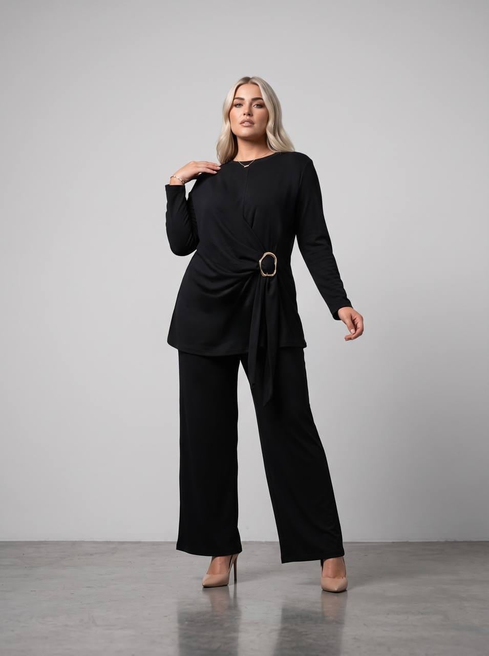 Kadın Büyük Beden Uzun Kollu Kuşak Detaylı Eşofman Takımı 8299-26