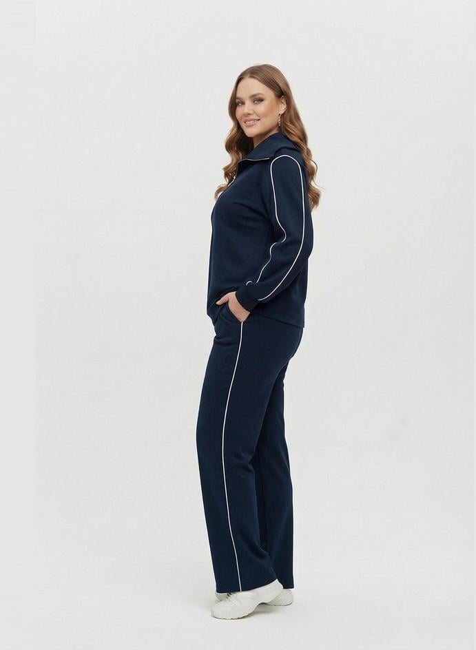 Kadın Büyük Beden Uzun Kollu Yarım Fermuarlı Modal Kumaş Eşofman Takımı 8243-26