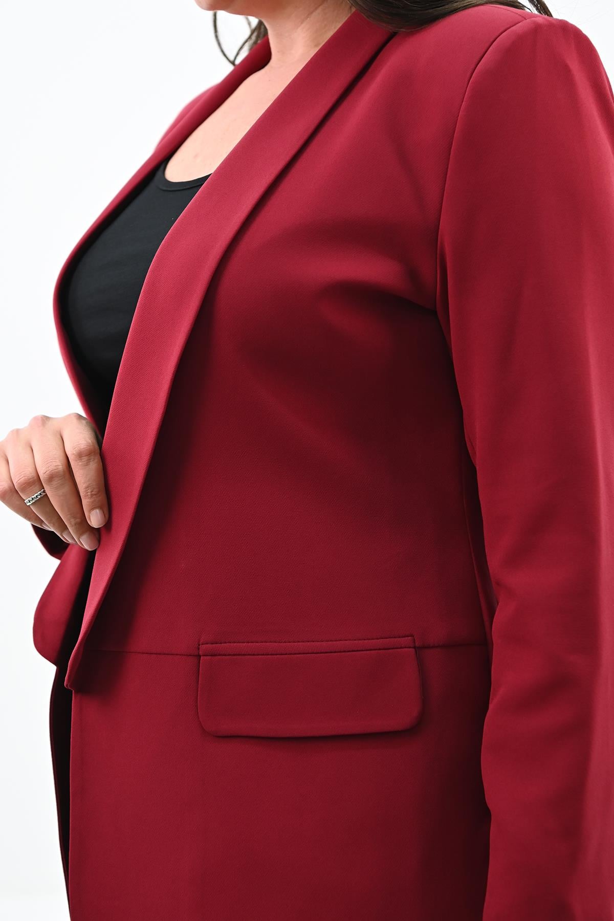 Kadın Büyük Beden Yalancı Cep Detaylı Ceket 0106-23