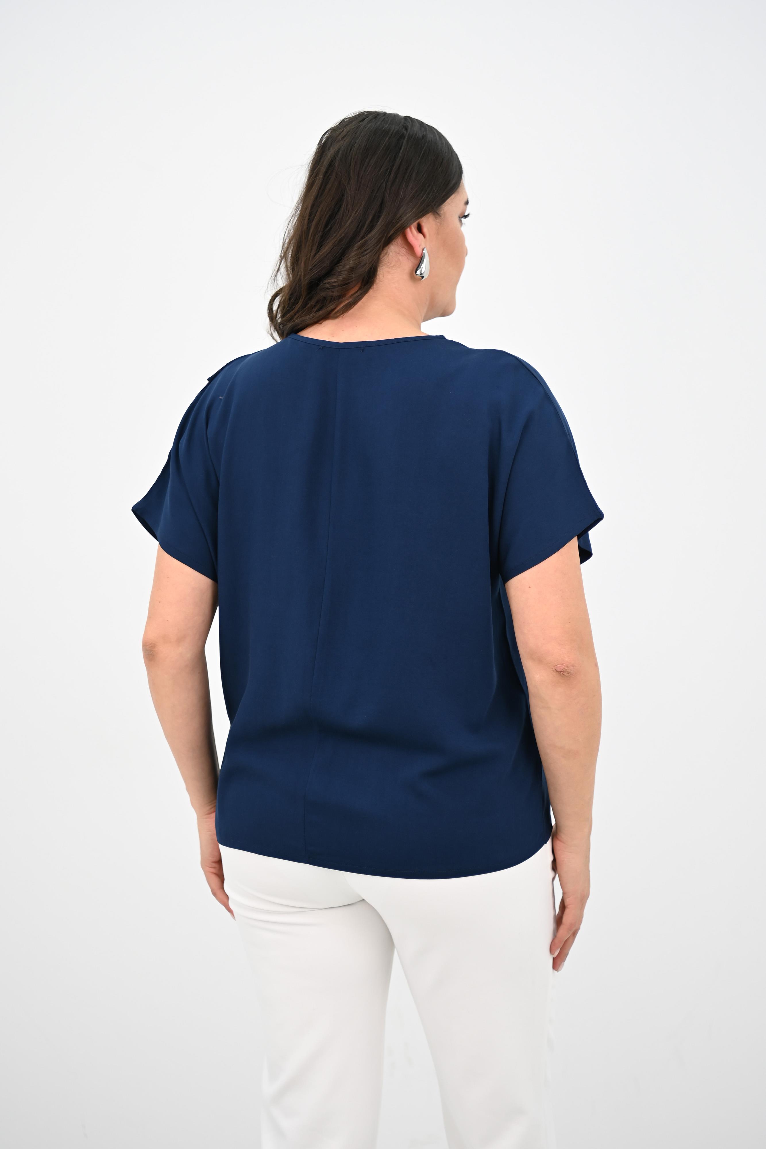 Kadın Büyük Beden Yan Bağlama Detaylı Bluz 1860-25